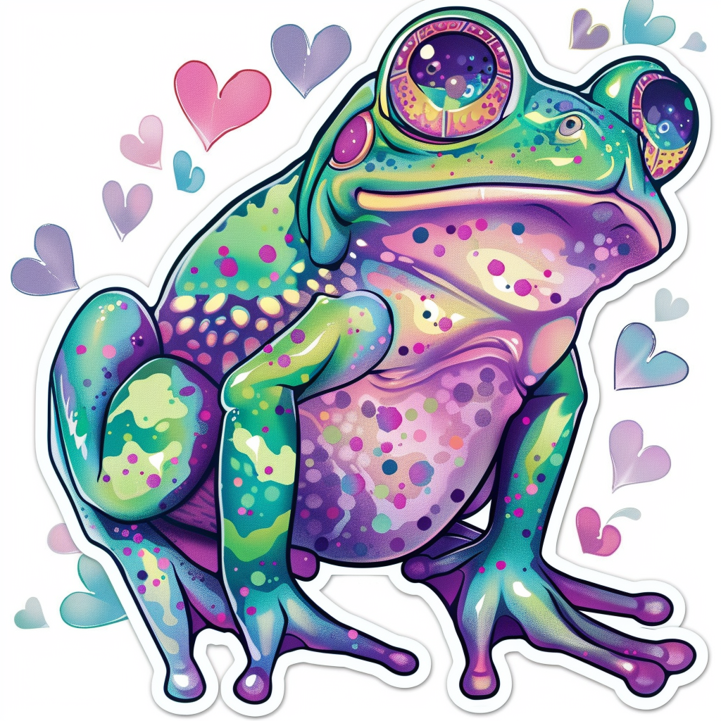 Sticker of a Frog majestic Expressive surreal Vinyl Decal Sticker for Car, Laptop, Tumbler and more # F015906