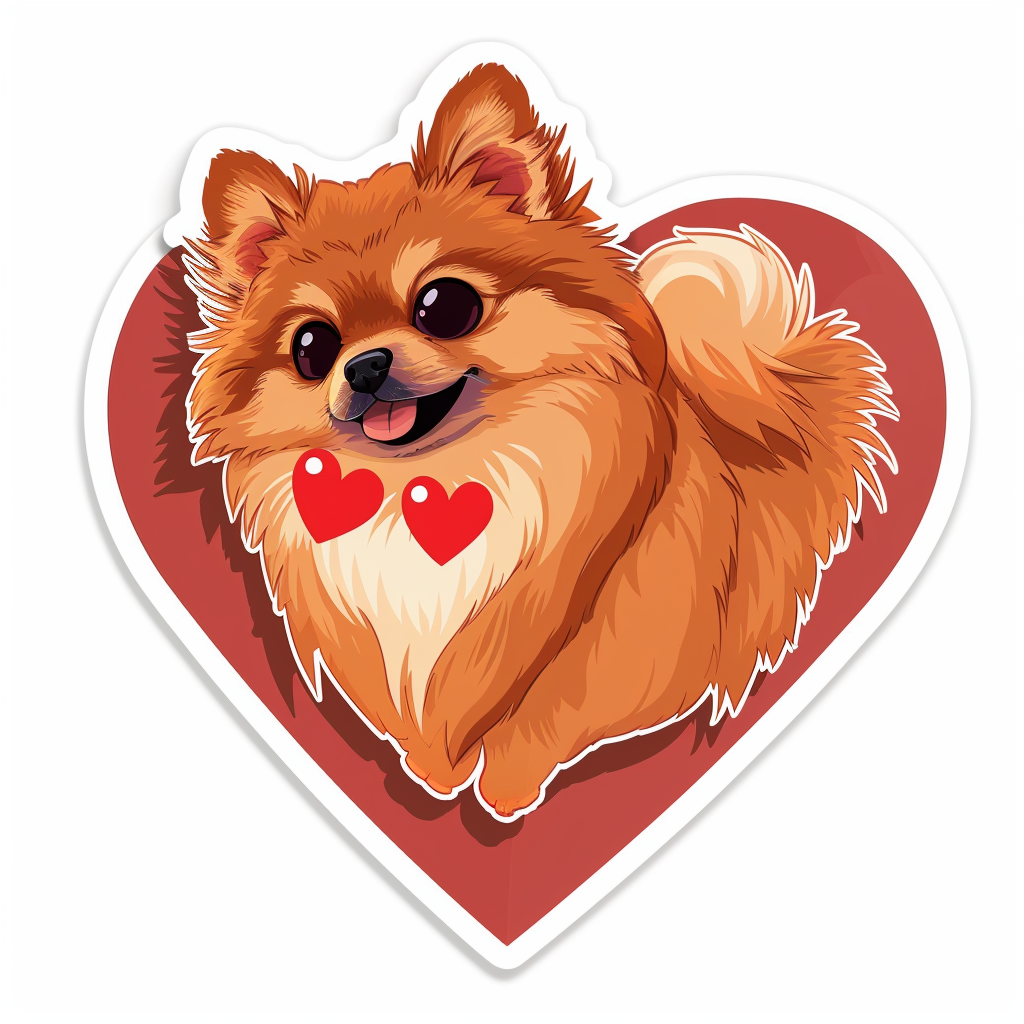 Sticker of a Pomeranian Dog majestic Expressive surreal Heartcore Vinyl Decal Sticker for Car, Laptop, Tumbler and more # F013994