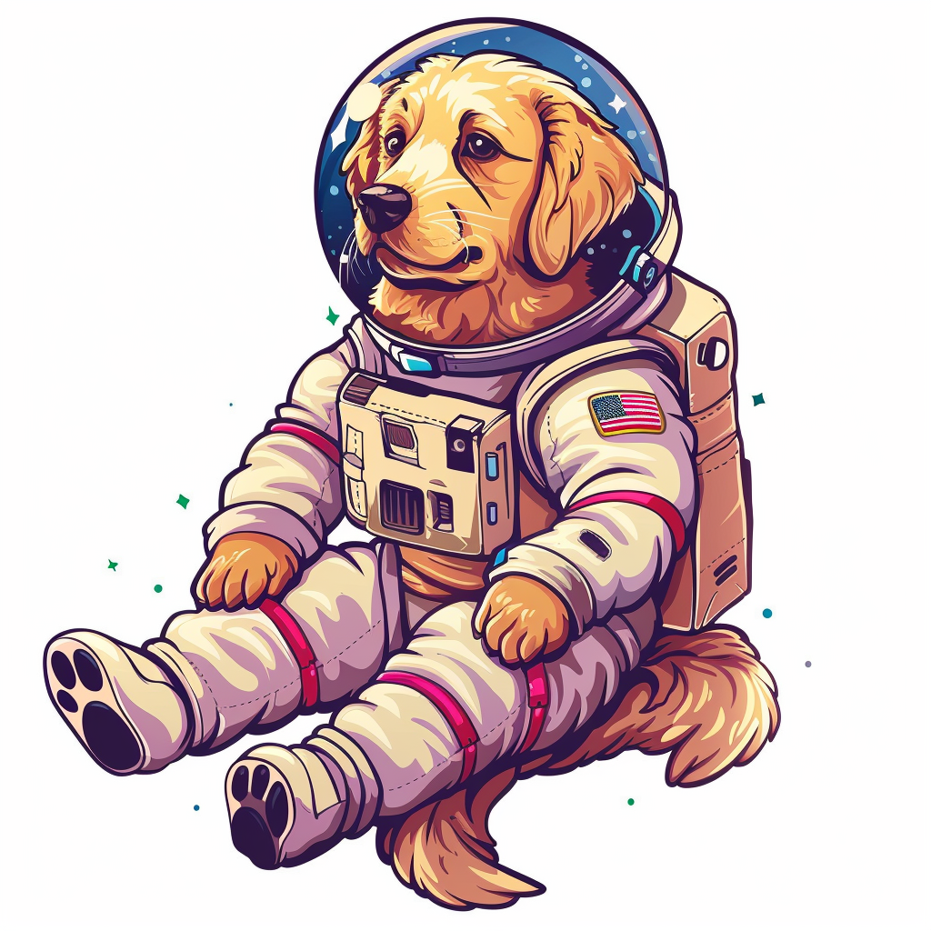 Golden Retriever Dog astronaut Vinyl Decal Sticker for Car, Laptop, Tumbler and more # F010500