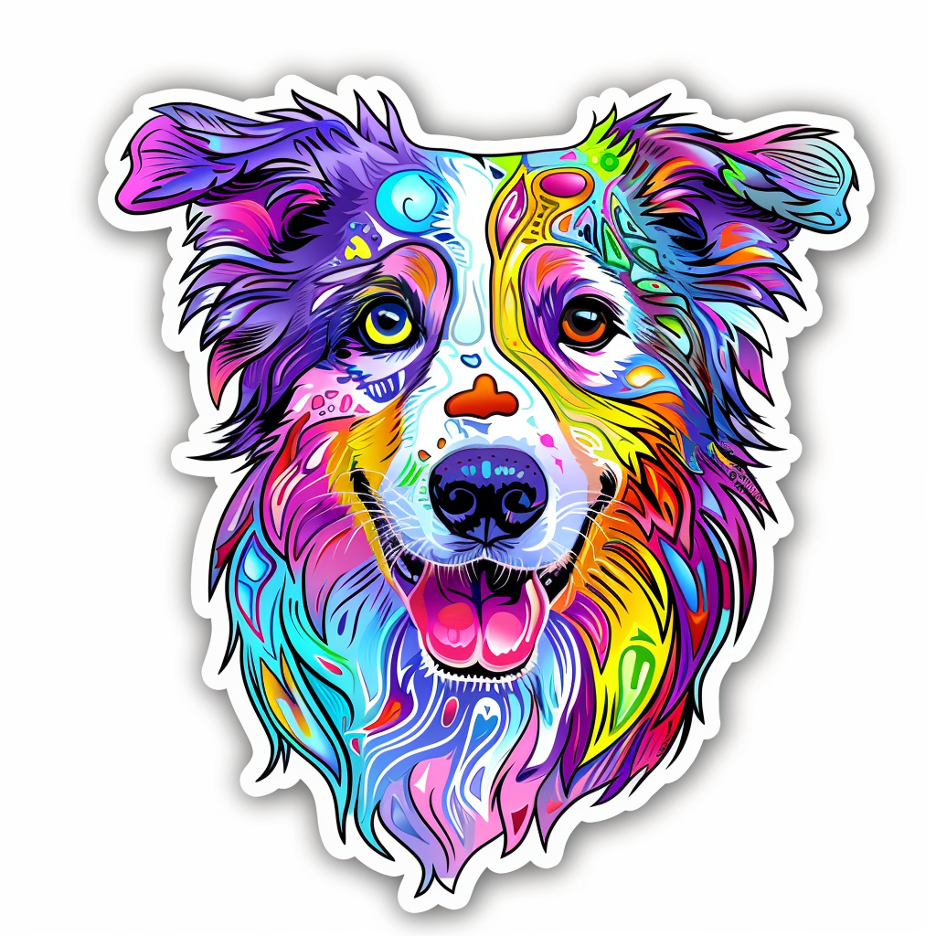 Sticker of a Border Collie Dog majestic Expressive surreal Vinyl Decal Sticker for Car, Laptop, Tumbler and more # F021878