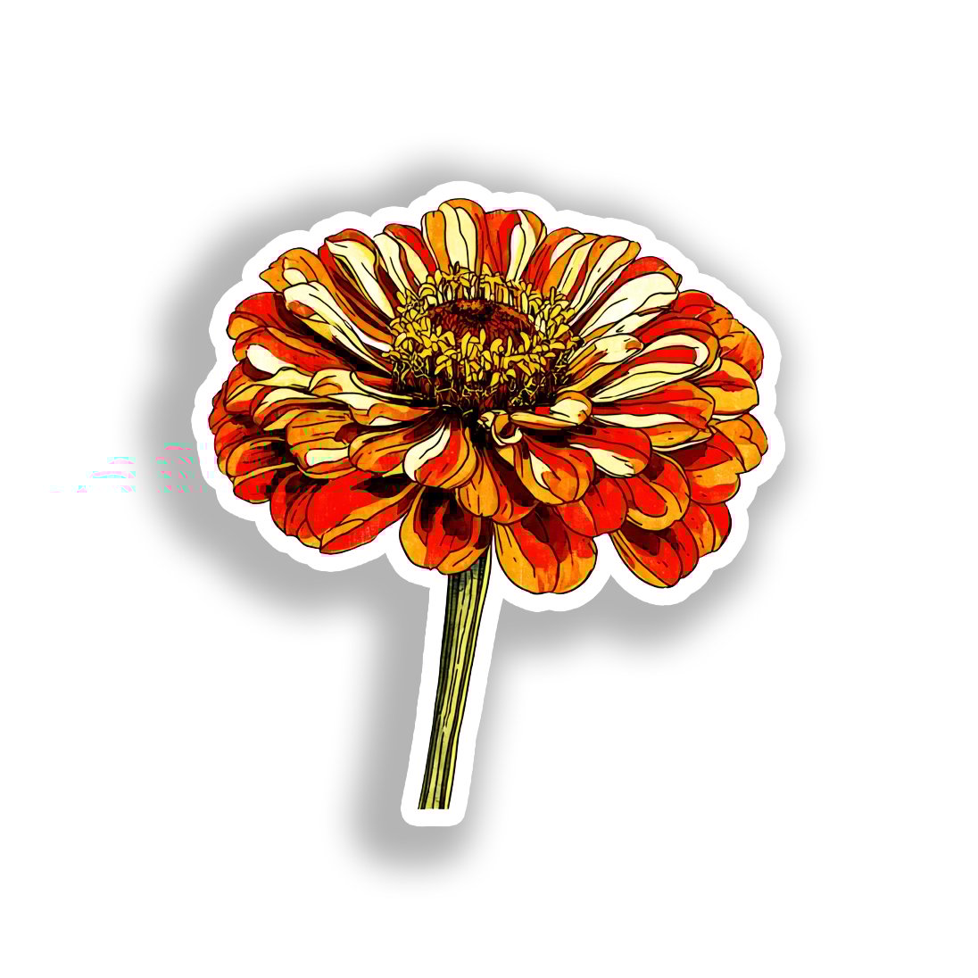 Zinnia Flower Vinyl Decal Sticker for Car, Laptop, Tumbler and more # A019072-4" x 4"