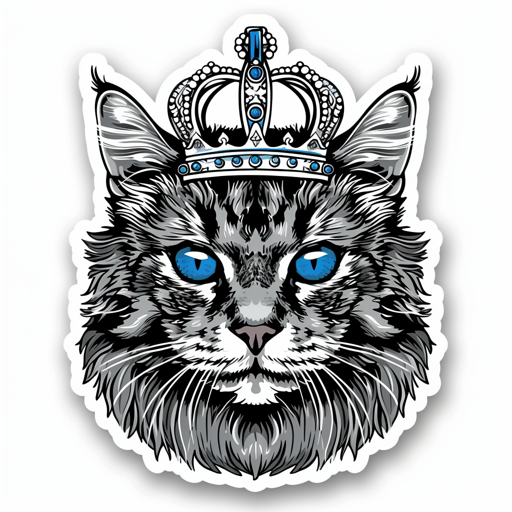 American Shorthair Cat crowned majestic Expressive surreal Vinyl Decal Sticker for Car, Laptop, Tumbler and more # F019801-4" x 4"