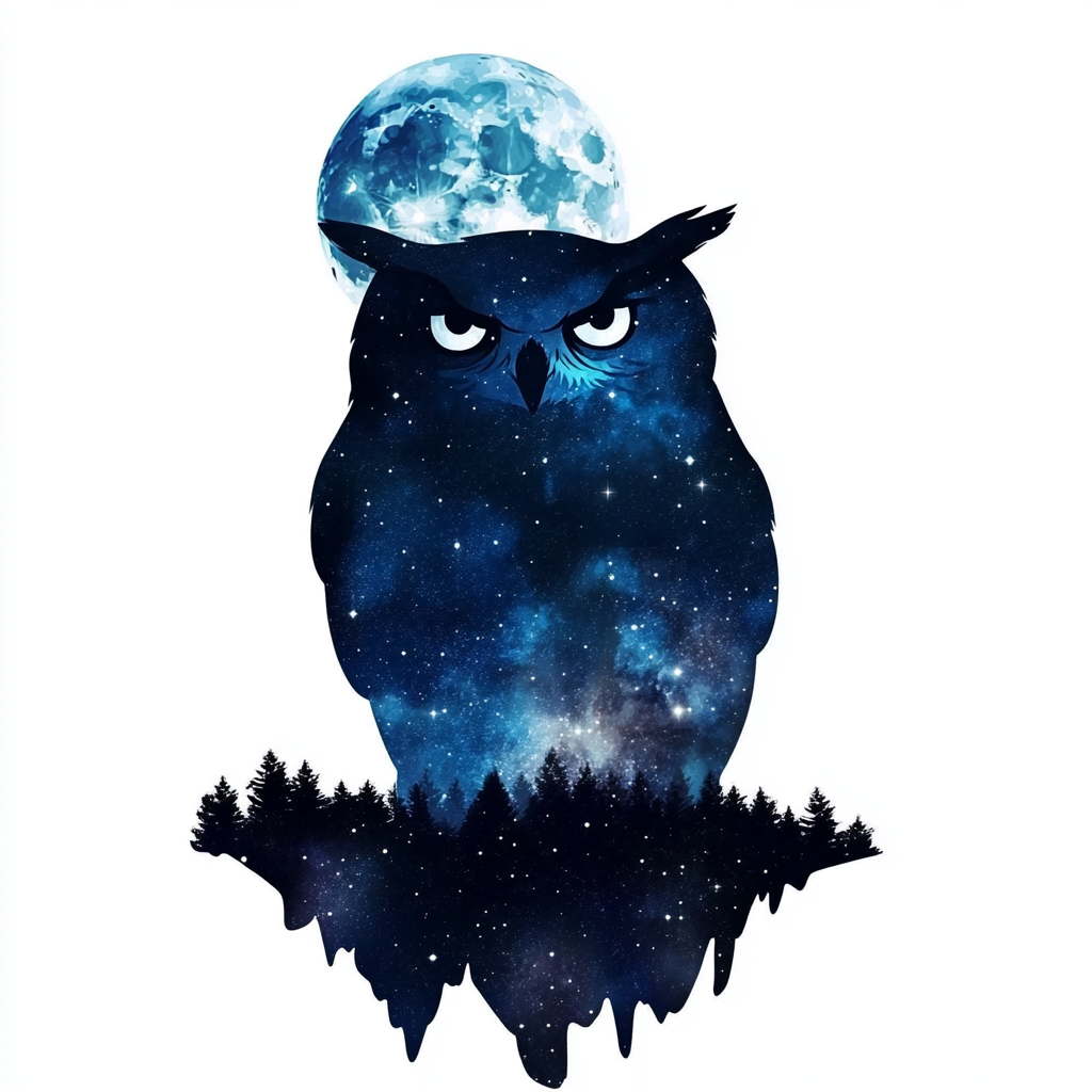 Owl Moon and Stars Vinyl Decal Sticker for Car, Laptop, Tumbler and more # F025767