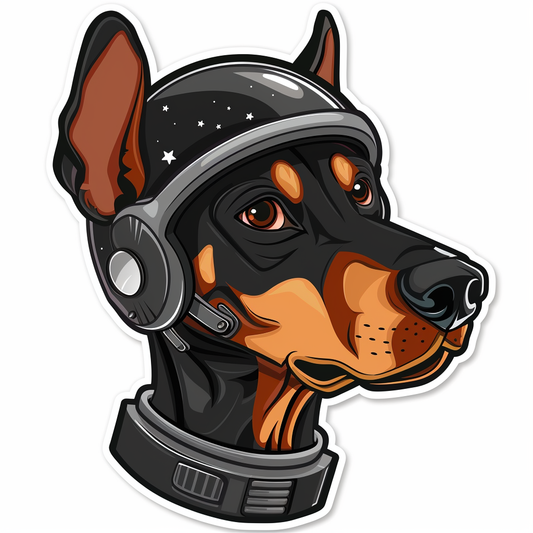Cute and Adorable Doberman Pinscher Expressive surreal Vinyl Decal Sticker for Car, Laptop, Tumbler and more # F019634-4" x 4"
