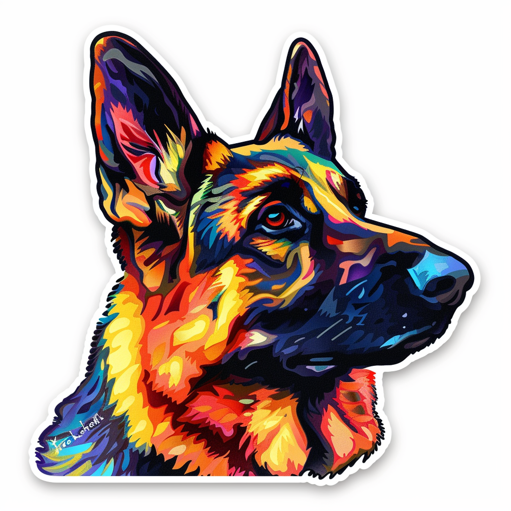 German Shepherd Dog cartoon Vinyl Decal Sticker for Car, Laptop, Tumbler and more # F011539
