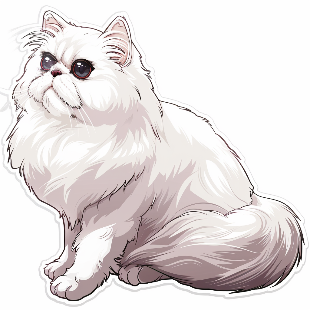 Sticker of a Persian Cat Expressive surreal Vinyl Decal Sticker for Car, Laptop, Tumbler and more # F016353