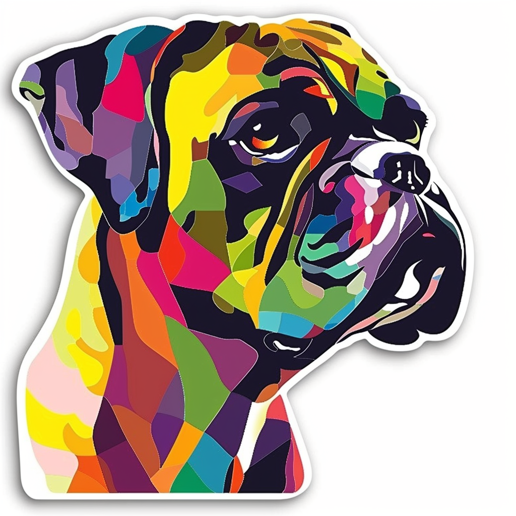Boxer DogWhite Vinyl Decal Sticker for Car, Laptop, Tumbler and more # F07229