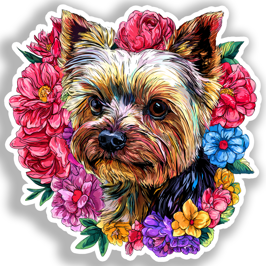 Yorkshire Terrier Dog Vinyl Decal Sticker for Car, Laptop, Tumbler and more # A017108-4" x 4"