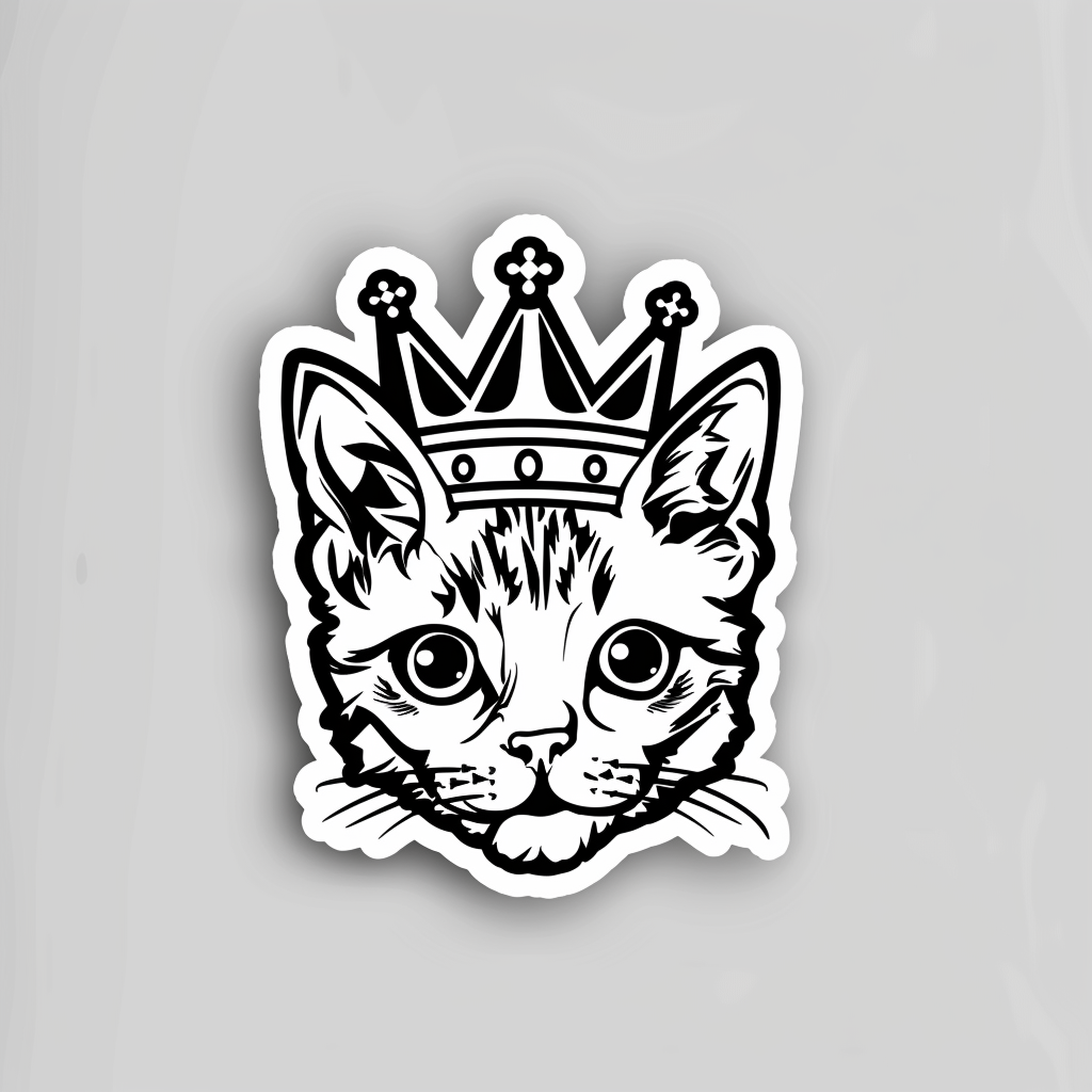 American Shorthair Cat crowned majestic Expressive surreal Vinyl Decal Sticker for Car, Laptop, Tumbler and more # F019818-4" x 4"