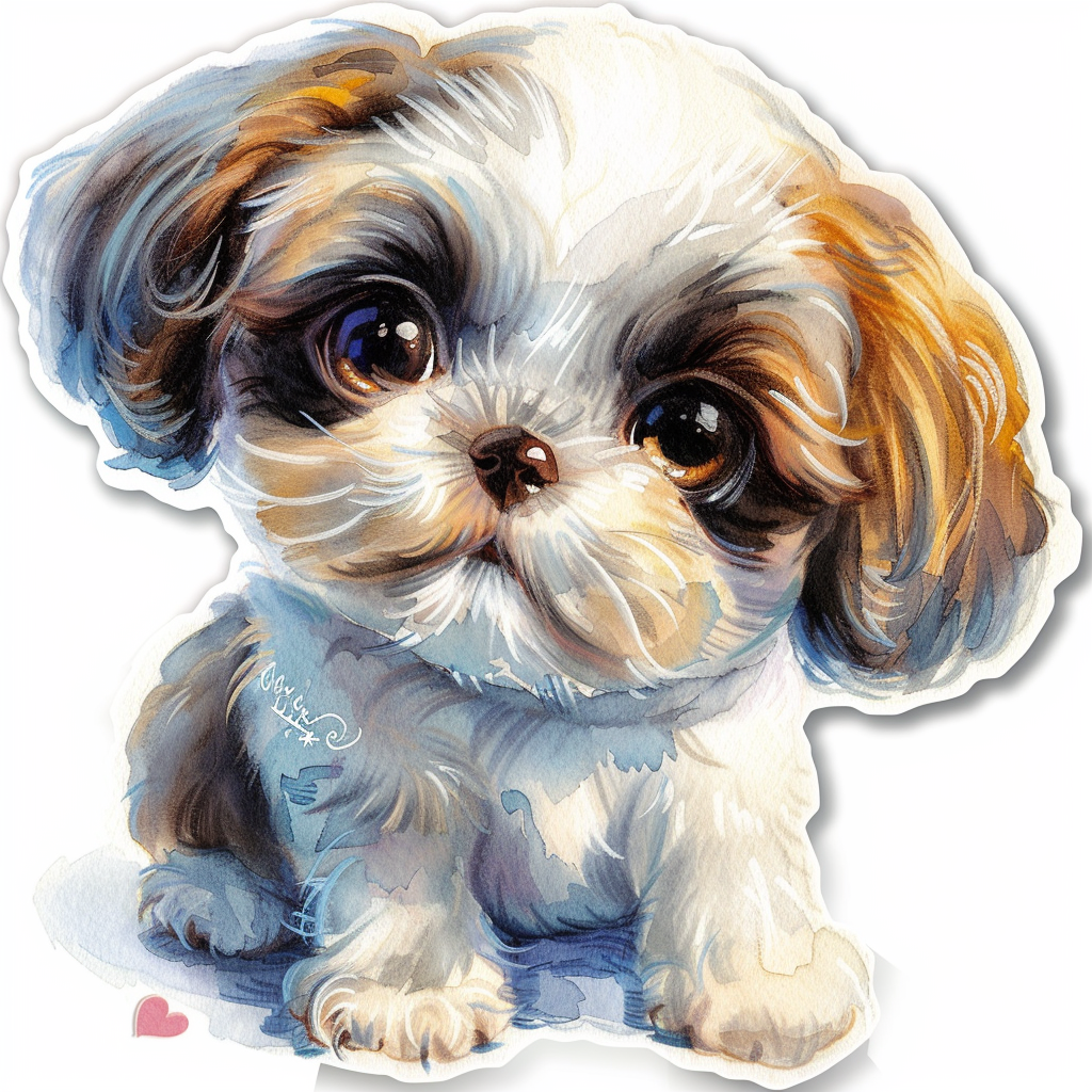 Adorable Shih Tzu Dog Expressive surreal Vinyl Decal Sticker for Car, Laptop, Tumbler and more # F018166