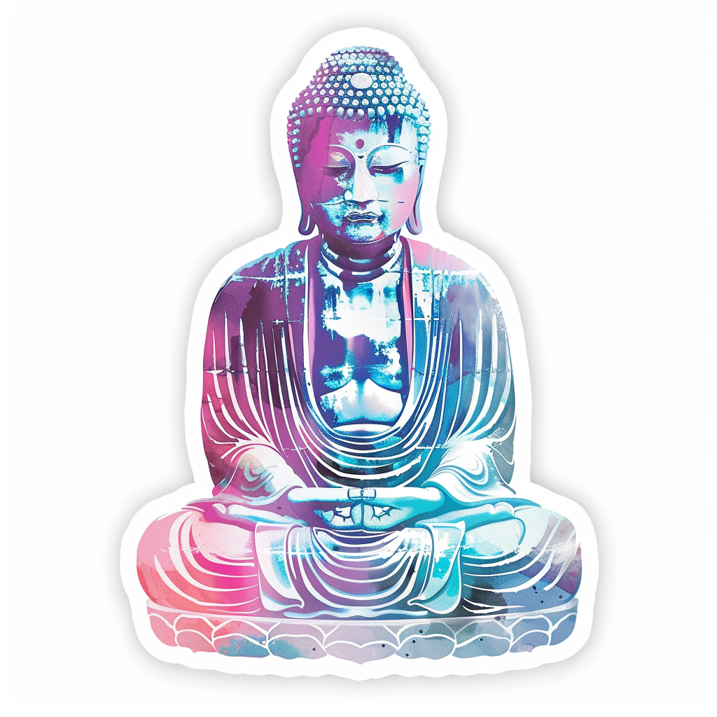 Buddha cartoon majestic Expressive surreal Vinyl Decal Sticker for Car, Laptop, Tumbler and more # F017132