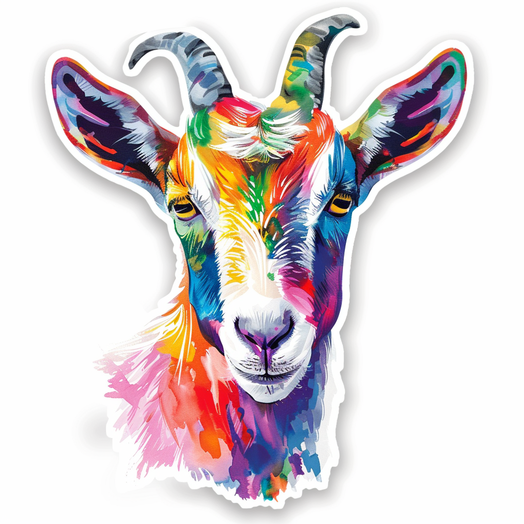 Goat majestic Expressive surreal Vinyl Decal Sticker for Car, Laptop, Tumbler and more # F020631-4" x 4"