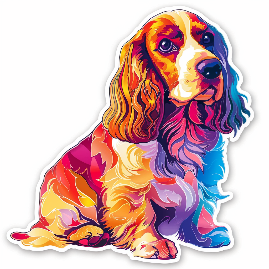 Cocker Spaniel Dog majestic Expressive surreal Vinyl Decal Sticker for Car, Laptop, Tumbler and more # F020303-4" x 4"