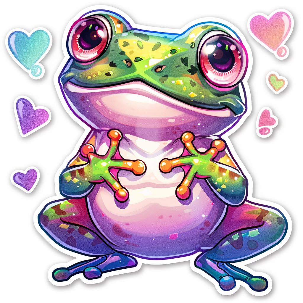 Sticker of a Frog majestic Expressive surreal Vinyl Decal Sticker for Car, Laptop, Tumbler and more # F015900