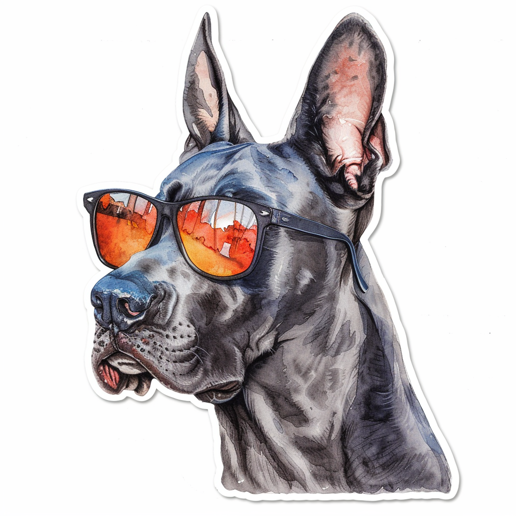 Adorable Great Dane Dog Expressive surreal Vinyl Decal Sticker for Car, Laptop, Tumbler and more # F018099