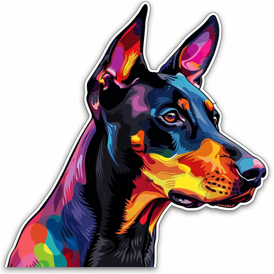 Cute and Adorable Doberman Pinscher Expressive surreal Vinyl Decal Sticker for Car, Laptop, Tumbler and more # F019445-4" x 4"