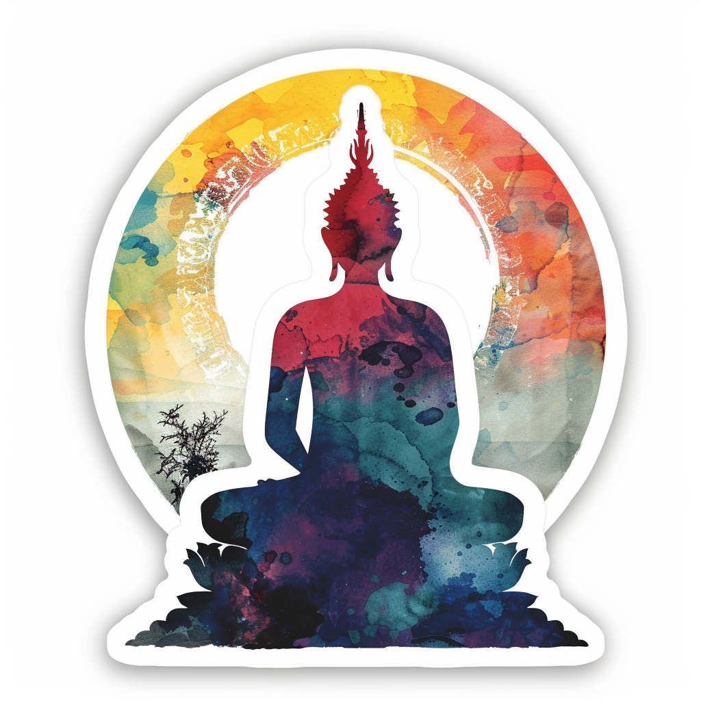 Buddha cartoon majestic Expressive surreal Vinyl Decal Sticker for Car, Laptop, Tumbler and more # F017114