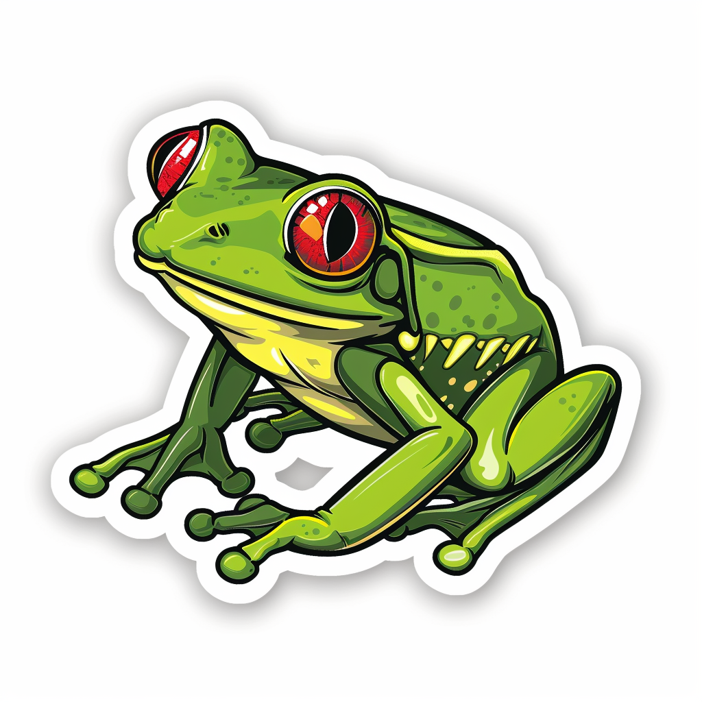 Sticker of a Frog majestic Expressive surreal Vinyl Decal Sticker for Car, Laptop, Tumbler and more # F015843