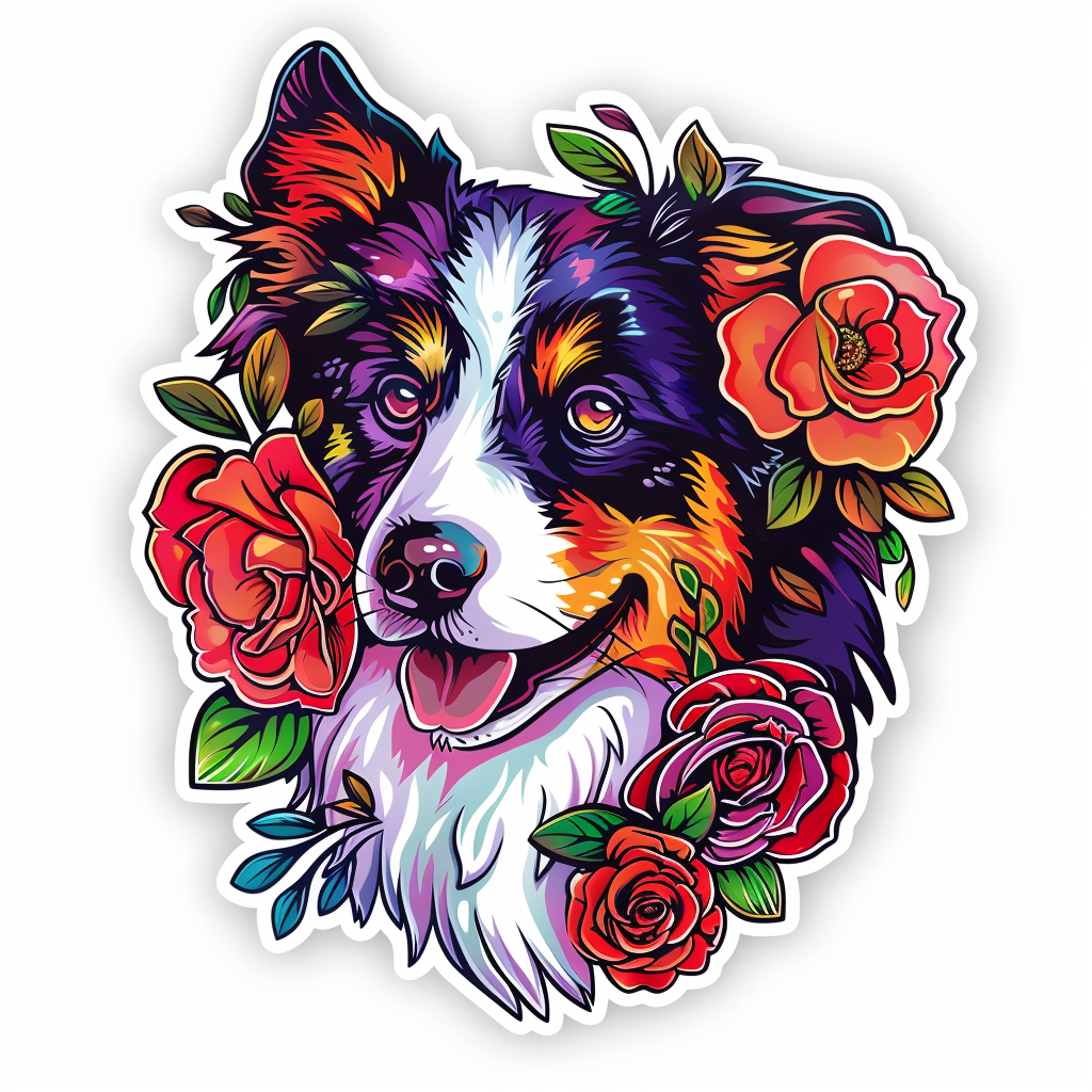 Border Collie Dog majestic Expressive surreal Vinyl Decal Sticker for Car, Laptop, Tumbler and more # F021747-4" x 4"