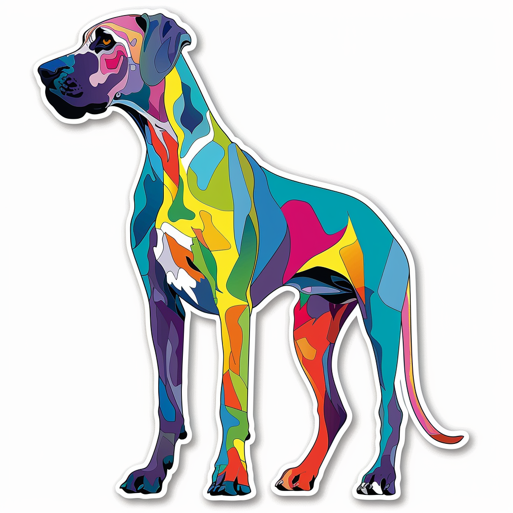 Adorable Great Dane Dog Expressive surreal Vinyl Decal Sticker for Car, Laptop, Tumbler and more # F017742