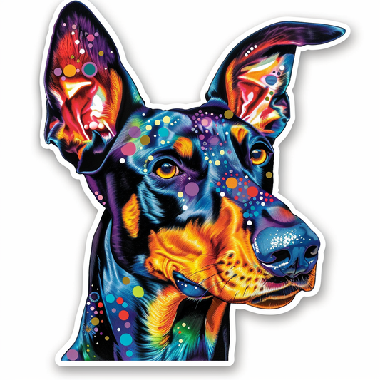 Doberman Pinscher Dog majestic Expressive surreal Vinyl Decal Sticker for Car, Laptop, Tumbler and more # F019575-4" x 4"