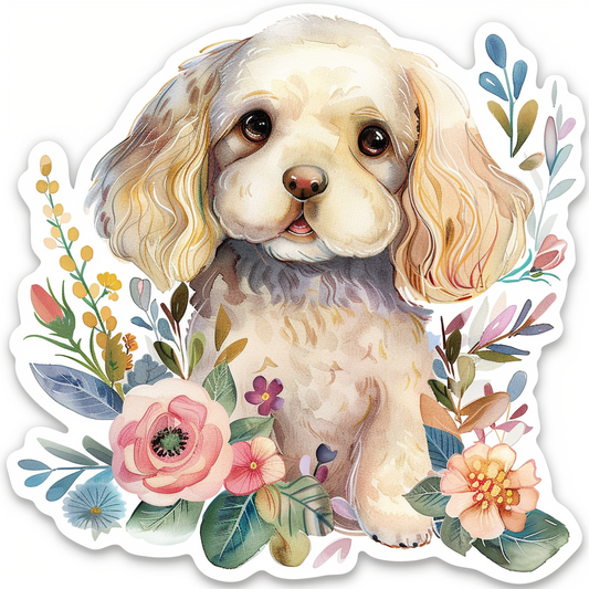 Adorable Cocker Spaniel Dog Expressive surreal Vinyl Decal Sticker for Car, Laptop, Tumbler and more # F020001-4" x 4"