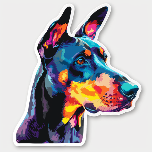 Cute and Adorable Doberman Pinscher Expressive surreal Vinyl Decal Sticker for Car, Laptop, Tumbler and more # F019448-4" x 4"
