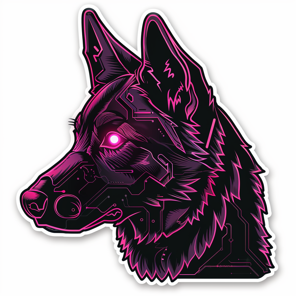 German Shepherd Dog cyber punk Vinyl Decal Sticker for Car, Laptop, Tumbler and more # F011547