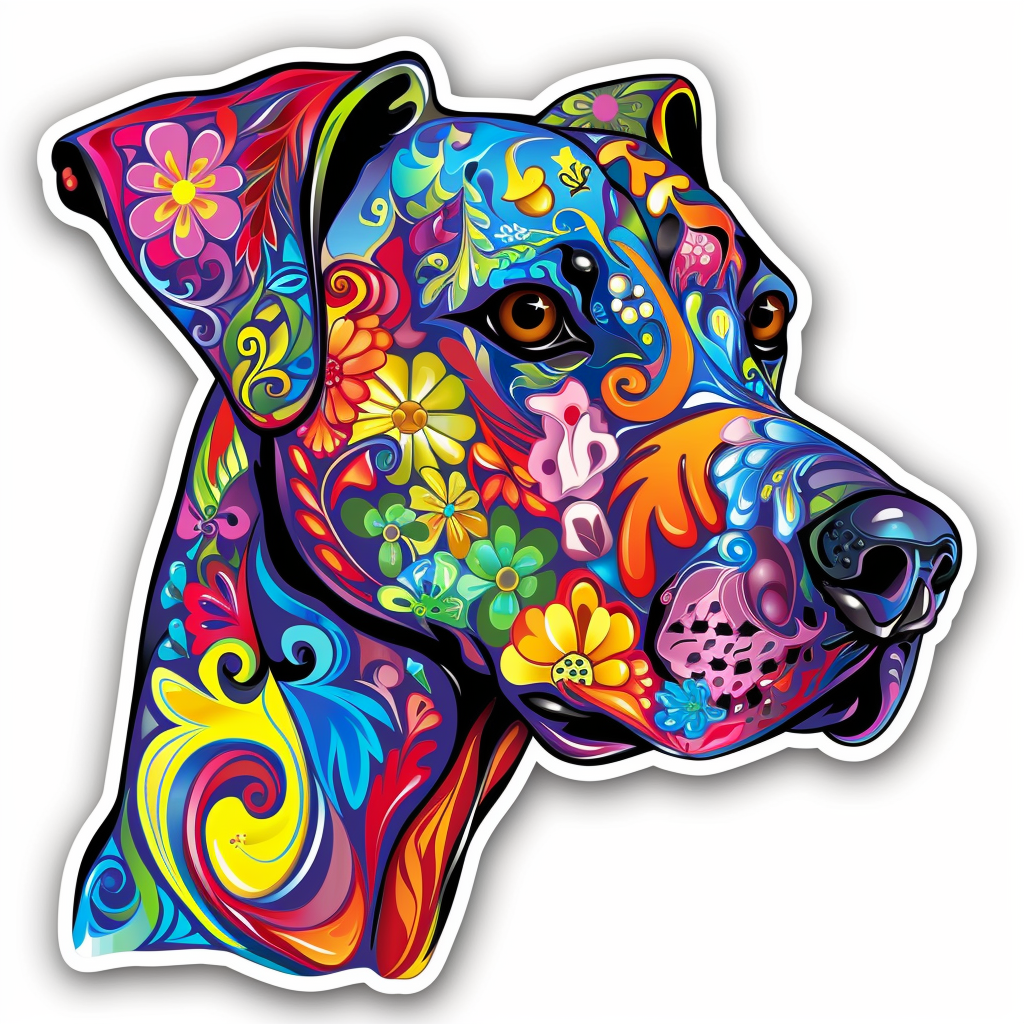 Great Dane Dog Expressive surreal Vinyl Decal Sticker for Car, Laptop, Tumbler and more # F022647