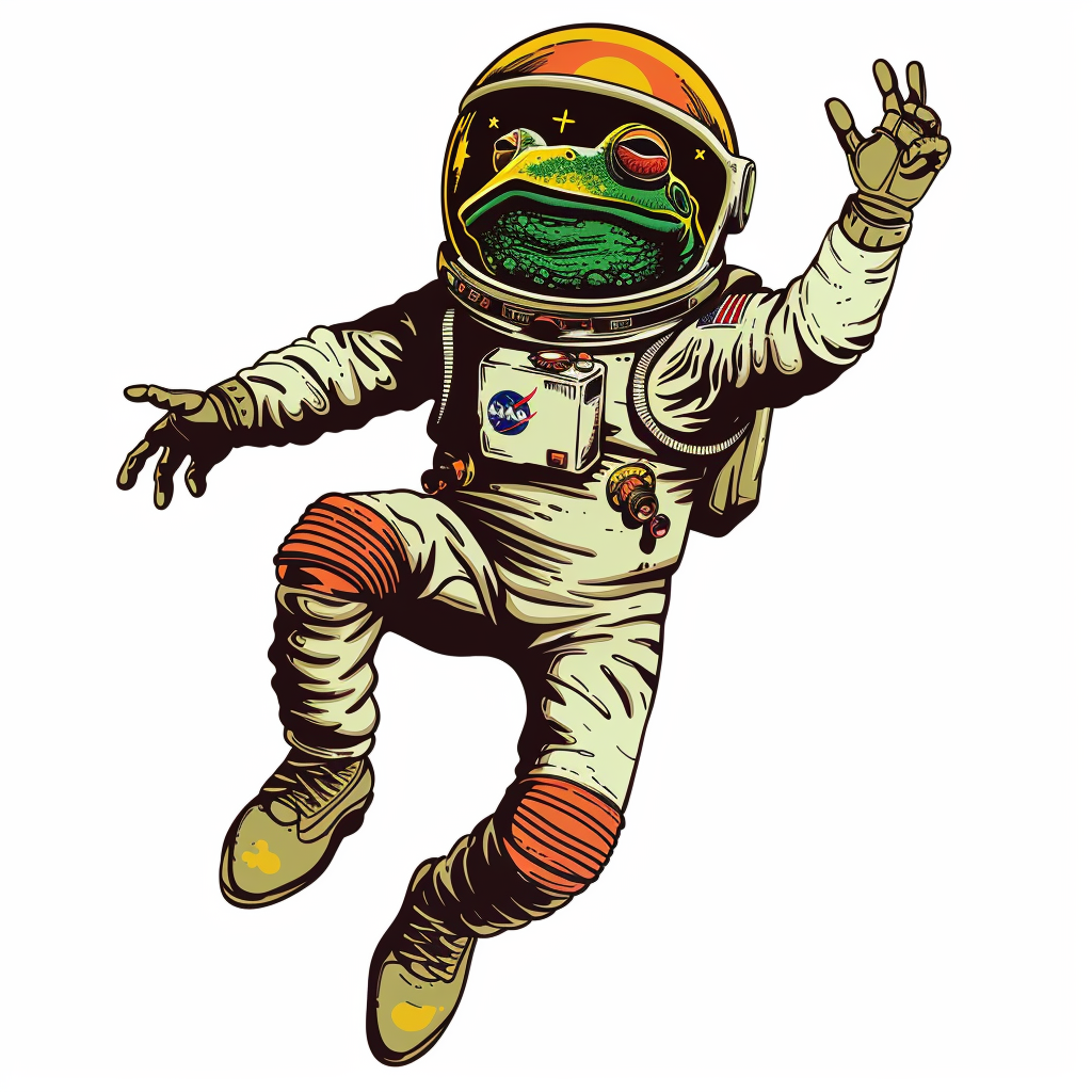 Sticker of a Frog astronaut majestic Expressive surreal Vinyl Decal Sticker for Car, Laptop, Tumbler and more # F016812