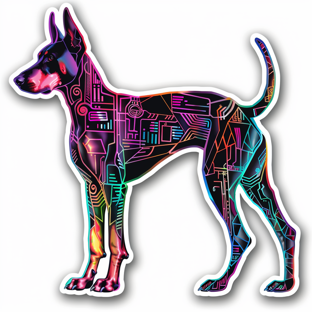 Doberman Pinscher Dog cyber punk Expressive surreal Vinyl Decal Sticker for Car, Laptop, Tumbler and more # F019409