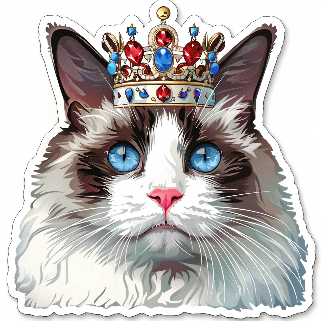 Ragdoll CatRagdoll Cat crowned Vinyl Decal Sticker for Car, Laptop, Tumbler and more # F010228