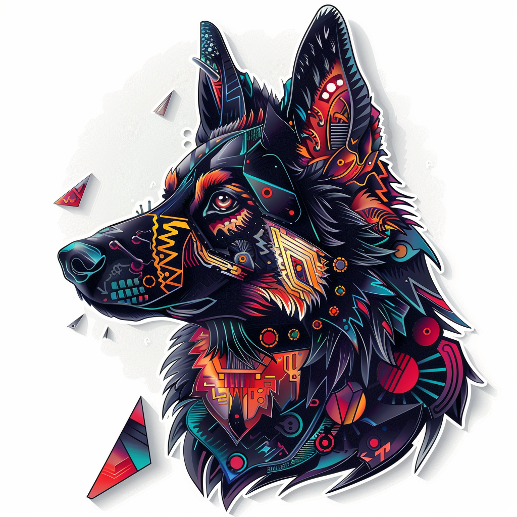 German Shepherd Dog cyber punk Vinyl Decal Sticker for Car, Laptop, Tumbler and more # F011528