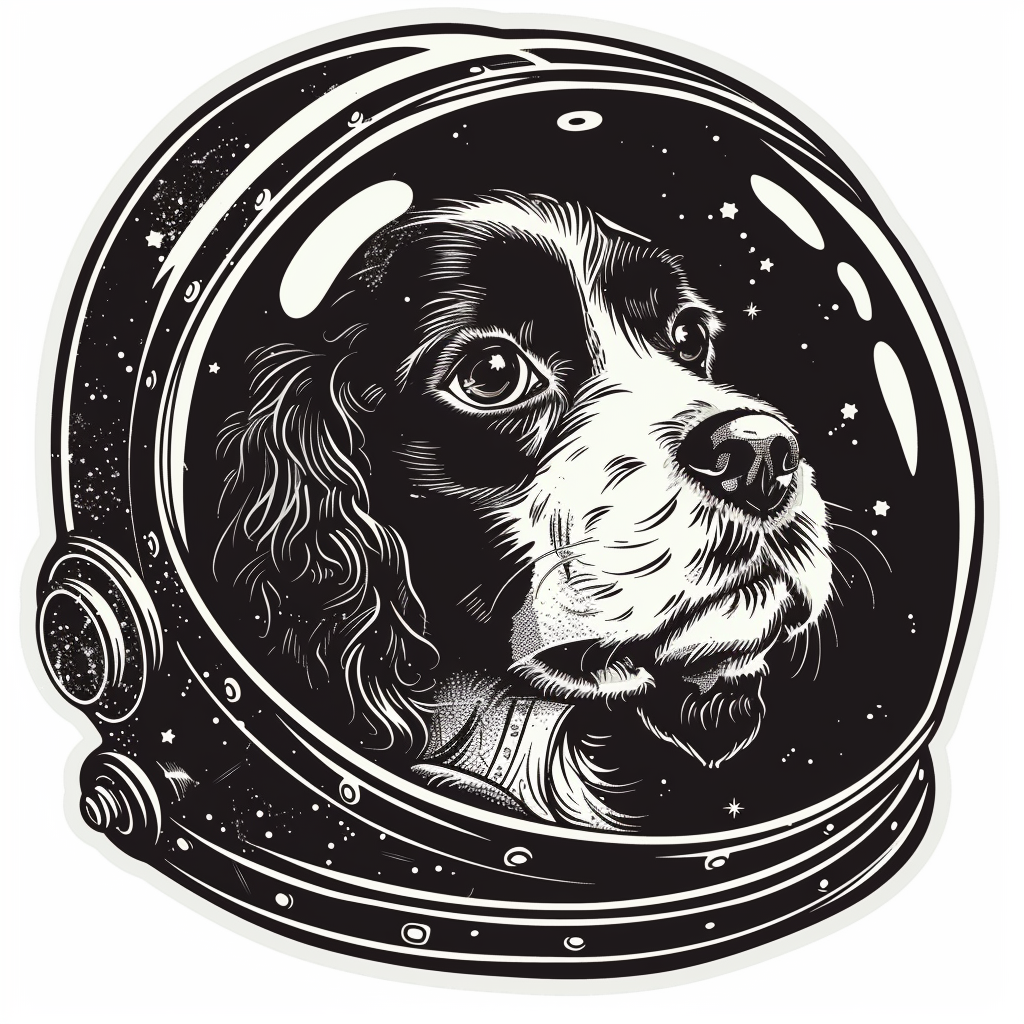 Cocker Spaniel Dog astronaut majestic Expressive surreal Vinyl Decal Sticker for Car, Laptop, Tumbler and more # F020235-4" x 4"