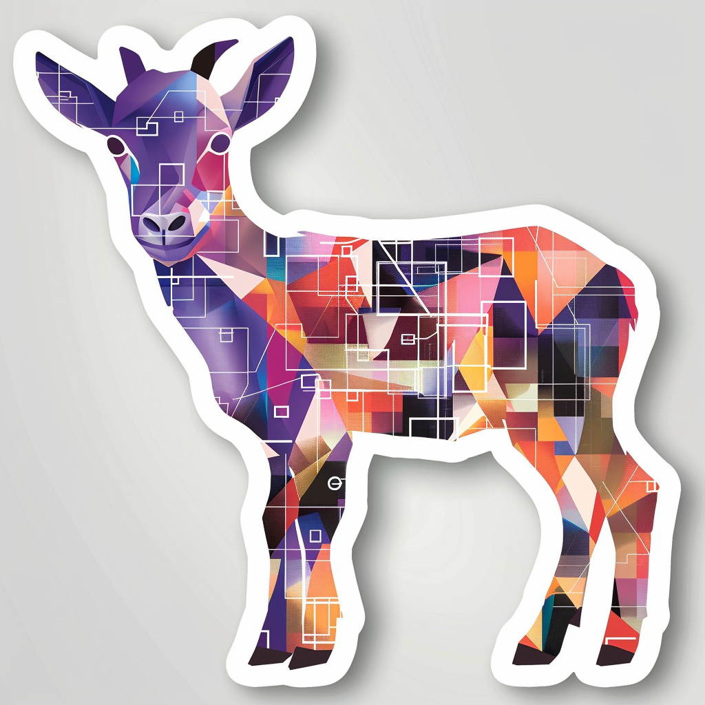 Goat majestic Expressive surreal Vinyl Decal Sticker for Car, Laptop, Tumbler and more # F020609-4" x 4"