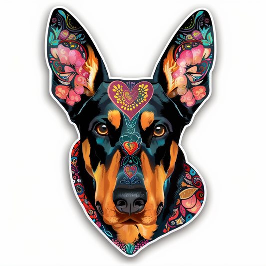 Doberman Pinscher Dog majestic Expressive surreal Vinyl Decal Sticker for Car, Laptop, Tumbler and more # F019539-4" x 4"