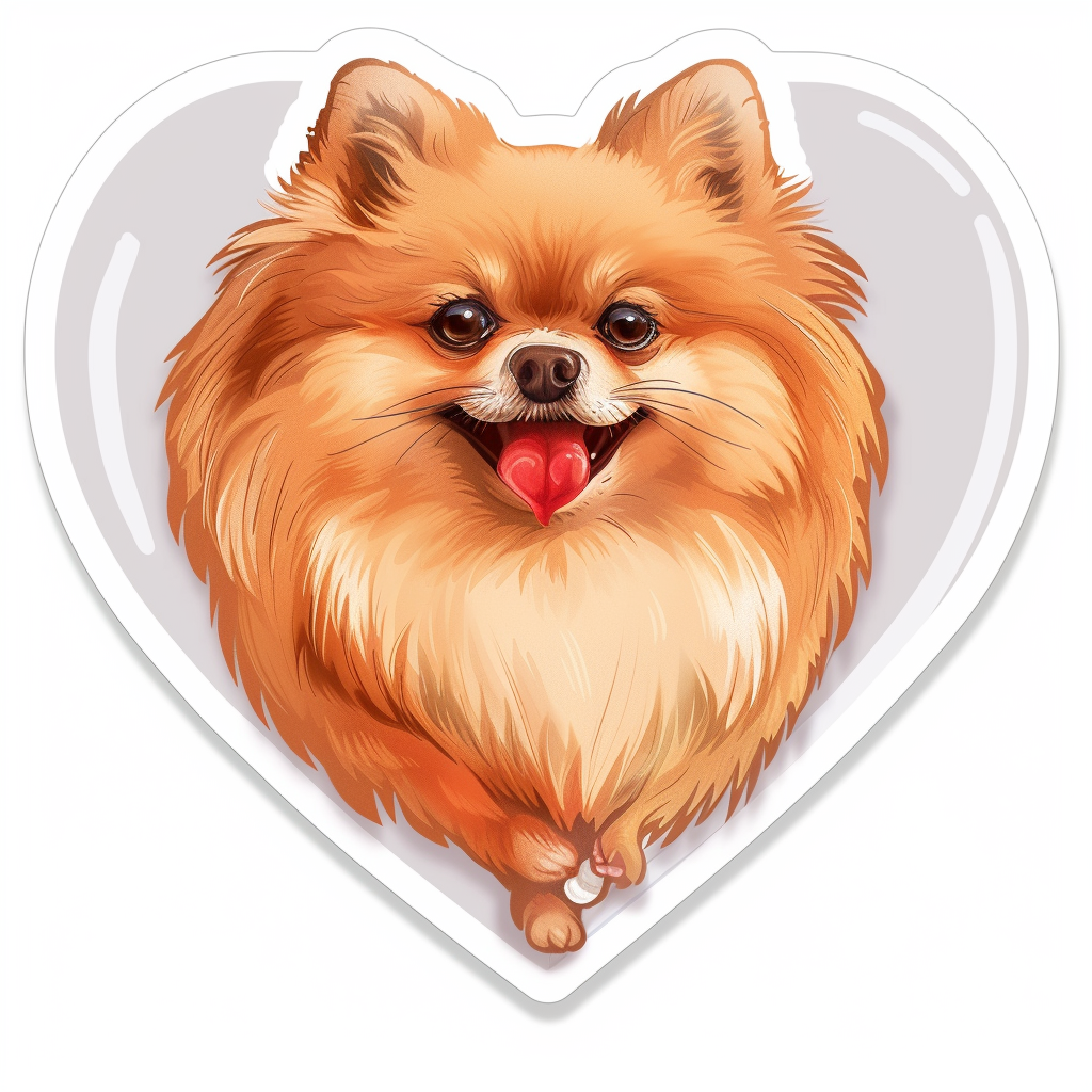 Sticker of a Pomeranian Dog majestic Expressive surreal Heartcore Vinyl Decal Sticker for Car, Laptop, Tumbler and more # F014094