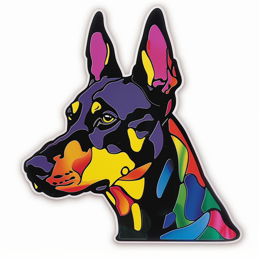 Cute and Adorable Doberman Pinscher Expressive surreal Vinyl Decal Sticker for Car, Laptop, Tumbler and more # F019474-4" x 4"