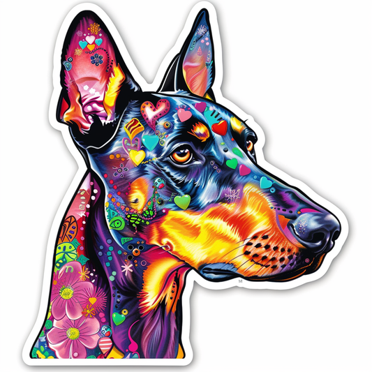 Doberman Pinscher Dog majestic Expressive surreal Vinyl Decal Sticker for Car, Laptop, Tumbler and more # F019585-4" x 4"