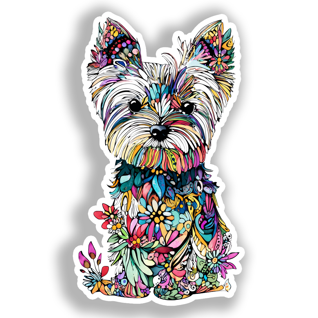 Yorkshire Terrier Dog Vinyl Decal Sticker for Car, Laptop, Tumbler and more # A017092-4" x 4"