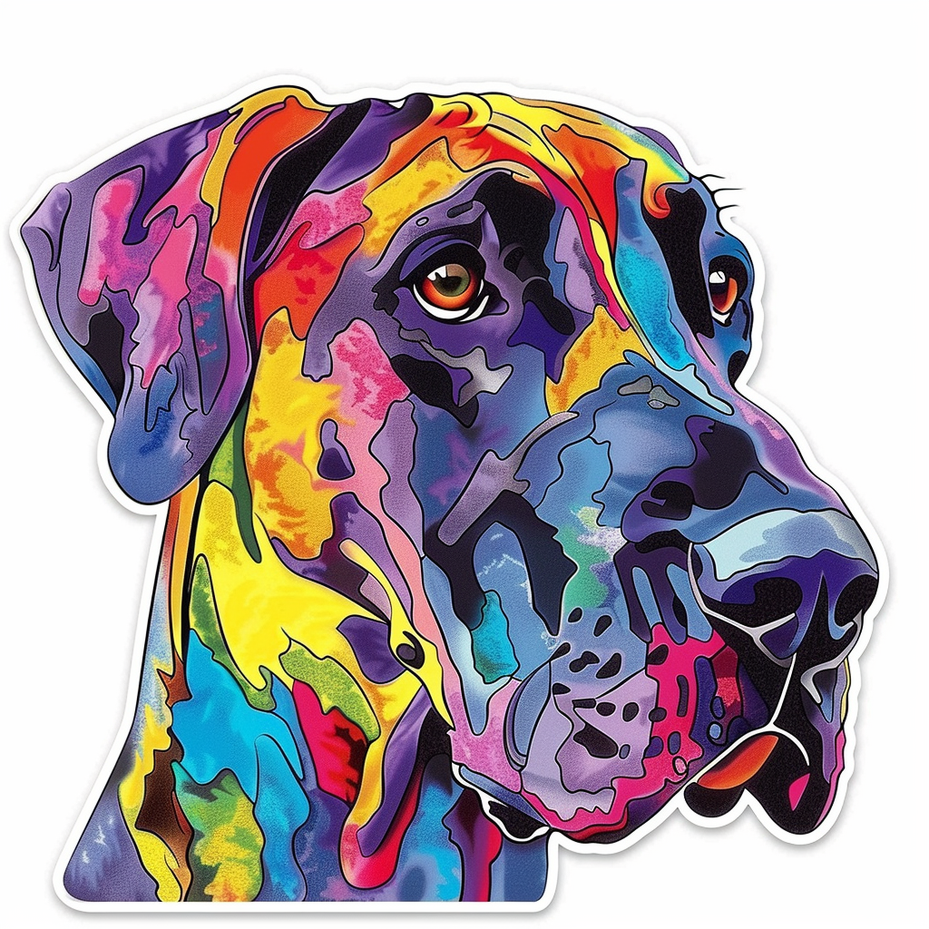 Adorable Great Dane Dog Expressive surreal Vinyl Decal Sticker for Car, Laptop, Tumbler and more # F017727