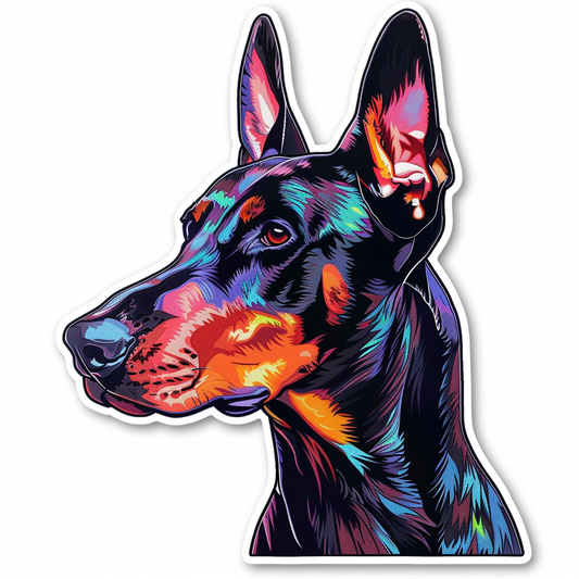 Cute and Adorable Doberman Pinscher Expressive surreal Vinyl Decal Sticker for Car, Laptop, Tumbler and more # F019442-4" x 4"