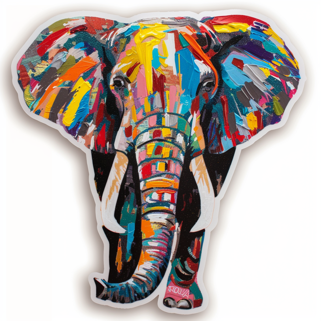 Elephant Expressive surreal Vinyl Decal Sticker for Car, Laptop, Tumbler and more # F022210-4" x 4"