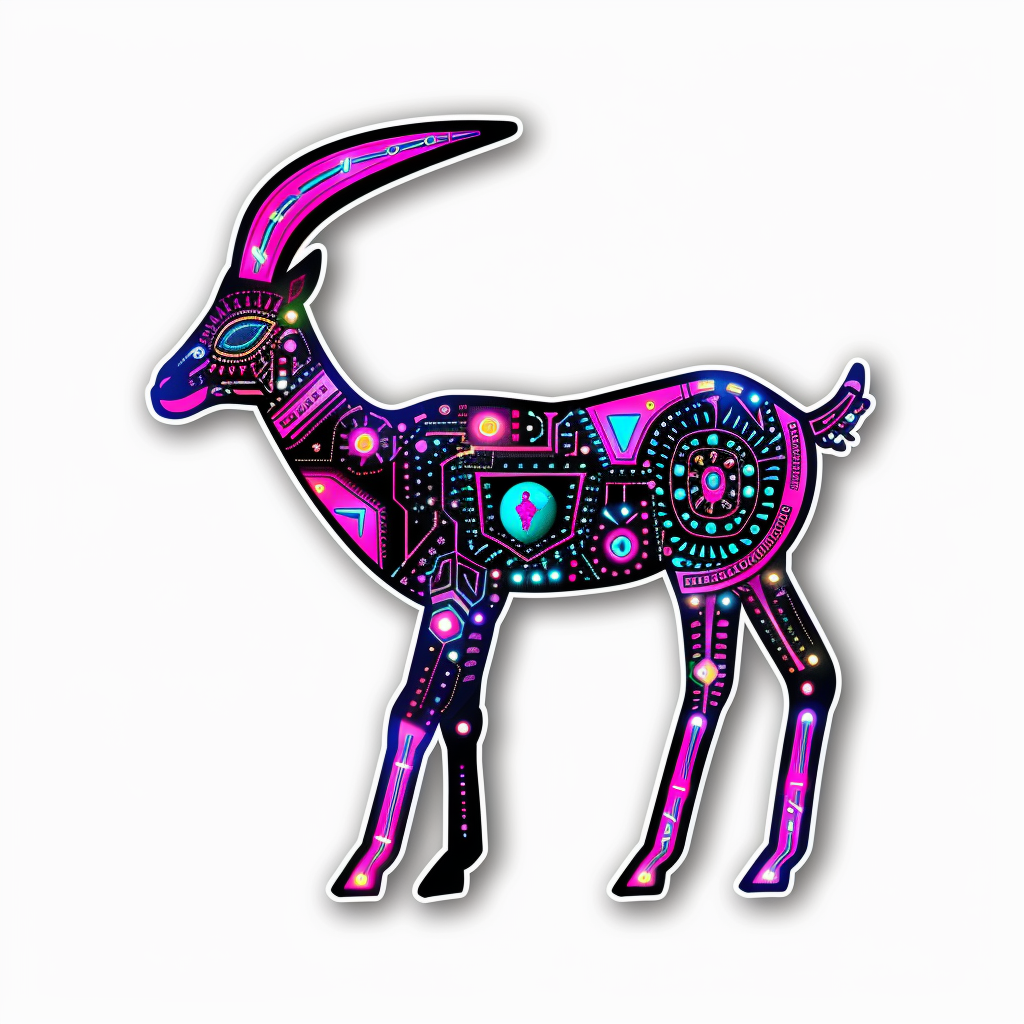 Goat cyber punk majestic Expressive surreal Vinyl Decal Sticker for Car, Laptop, Tumbler and more # F020621-4" x 4"