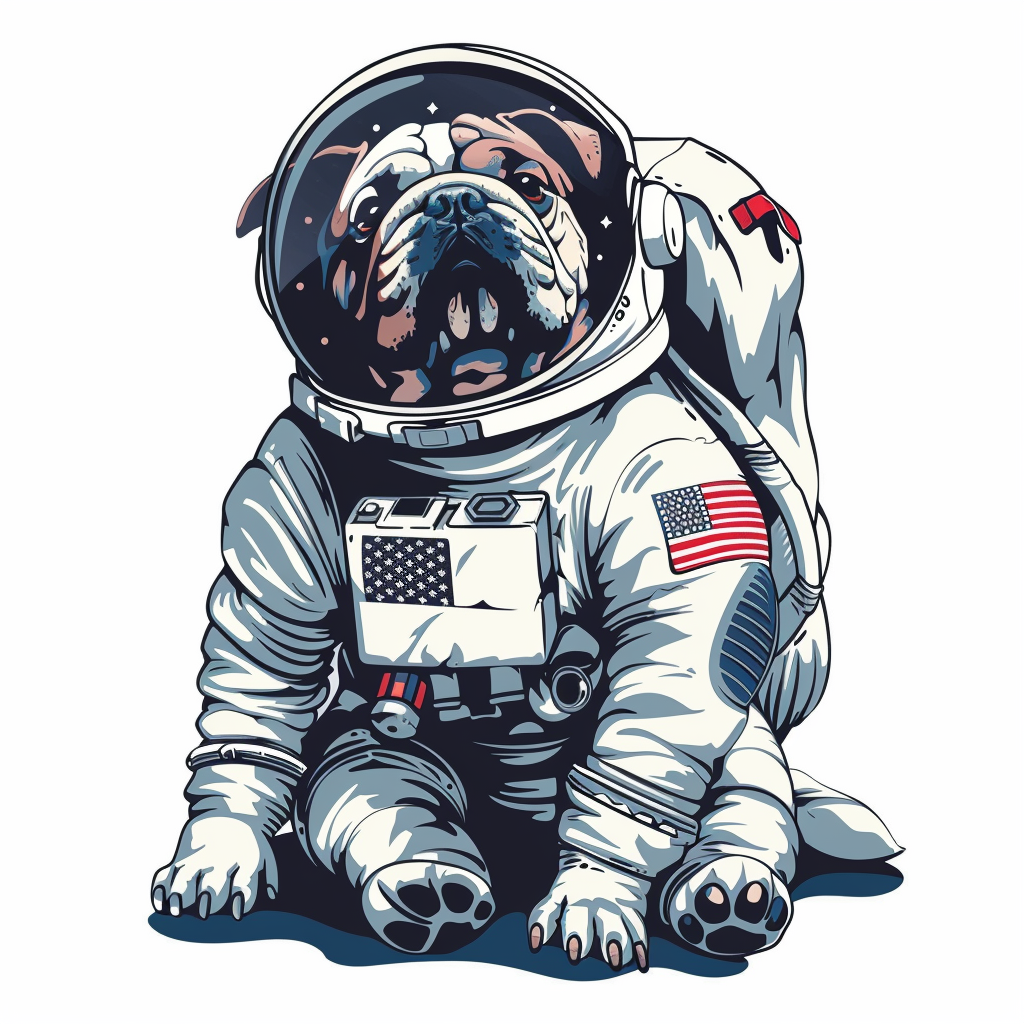 Bulldog Dog astronaut majestic Expressive surreal Vinyl Decal Sticker for Car, Laptop, Tumbler and more # F017328