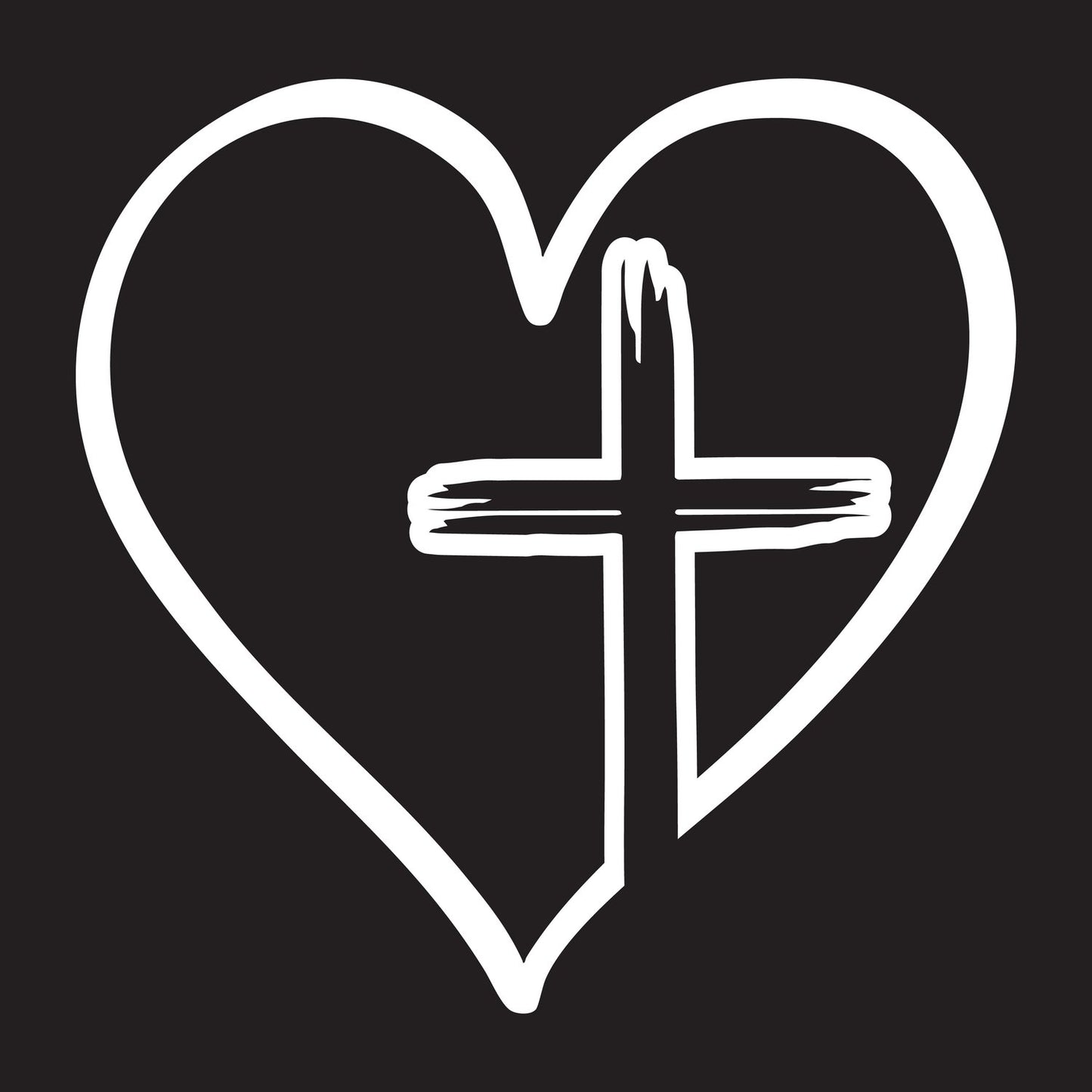 Love Cross Heart Cross  Transfer Vinyl Decal Sticker for Car, Laptop, Tumbler and more # A019921-4" x 4"