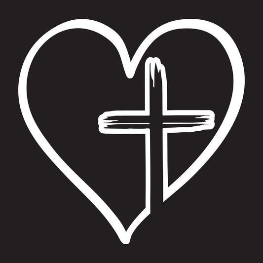 Love Cross Heart Cross  Transfer Vinyl Decal Sticker for Car, Laptop, Tumbler and more # A019921-4" x 4"