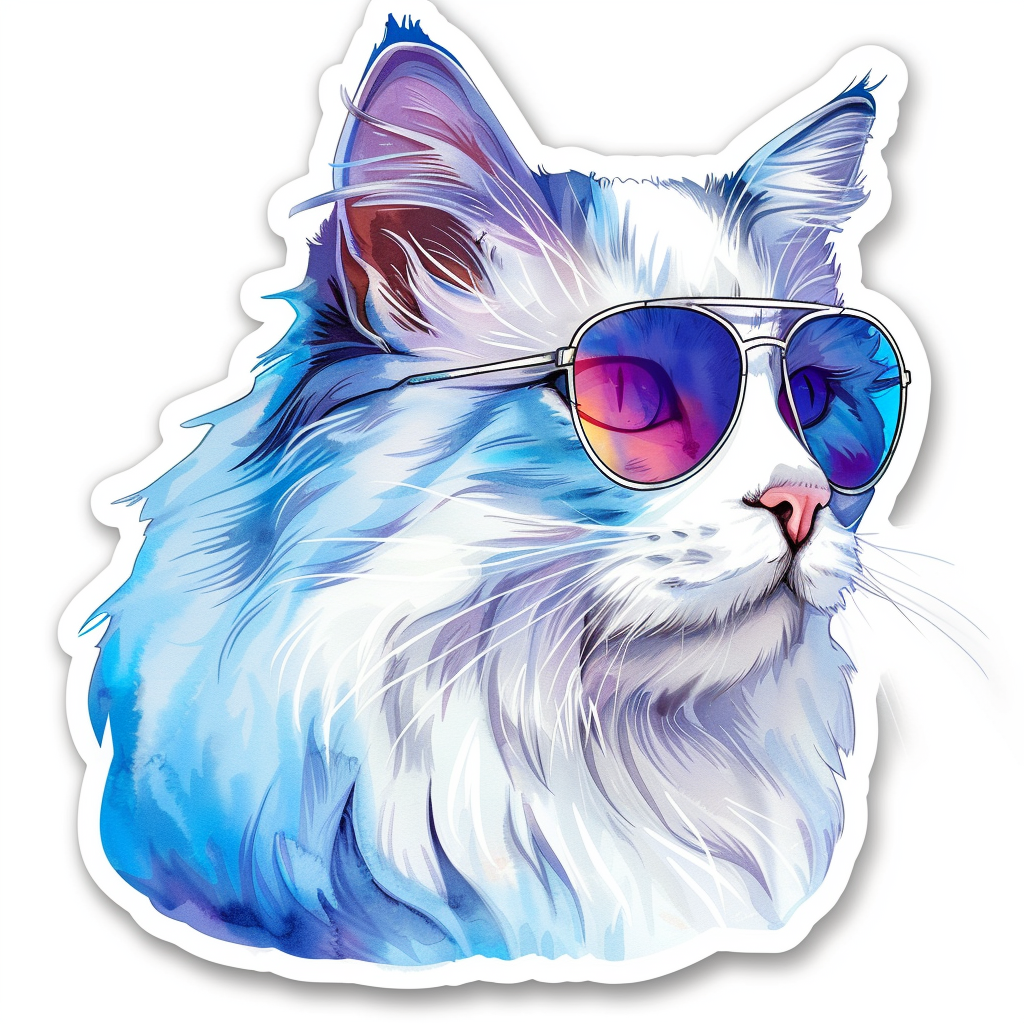 Adorable Turkish Angora Cat Vinyl Decal Sticker for Car, Laptop, Tumbler and more # F020788-4" x 4"