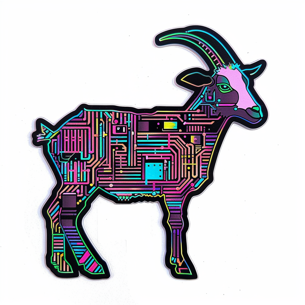 Goat cyber punk majestic Expressive surreal Vinyl Decal Sticker for Car, Laptop, Tumbler and more # F020611-4" x 4"