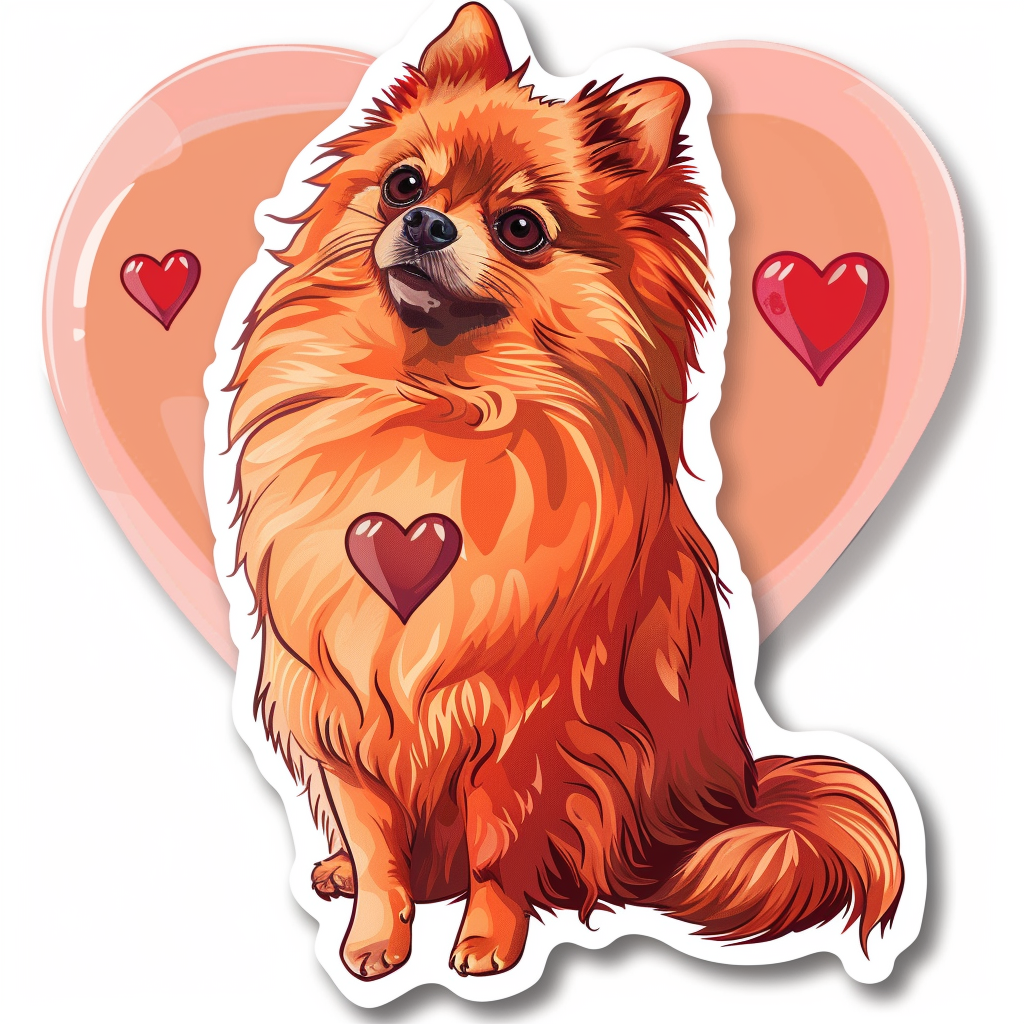 Sticker of a Pomeranian Dog majestic Expressive surreal Heartcore Vinyl Decal Sticker for Car, Laptop, Tumbler and more # F014089